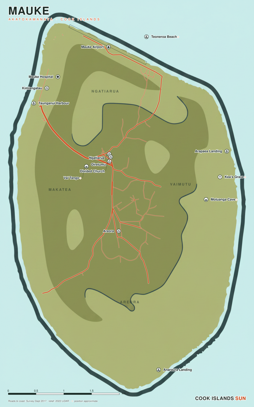 Flat Tropical map of Mauke