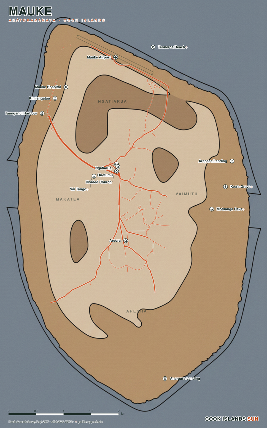 Sand & Ink map of Mauke