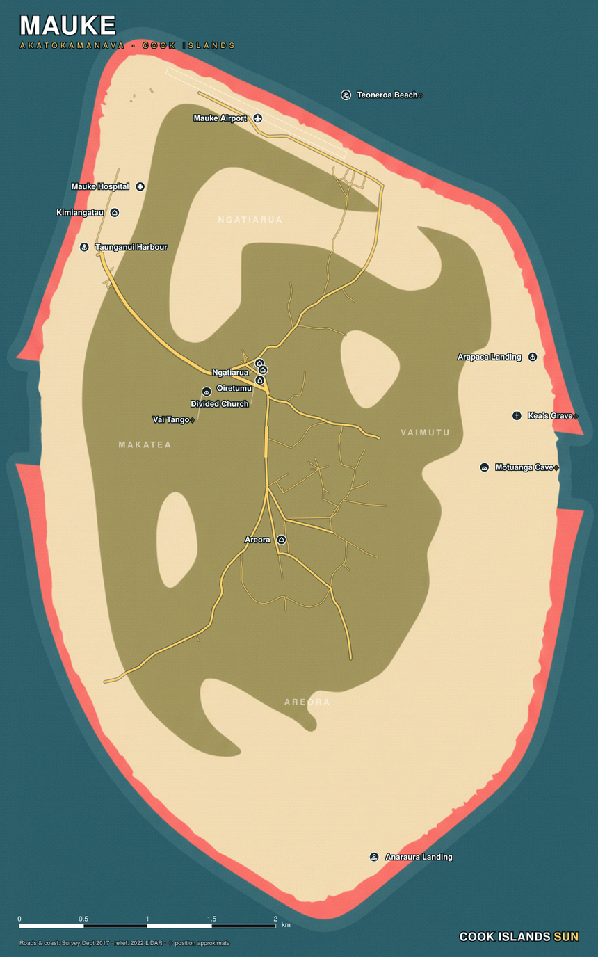 Bold Modern map of Mauke