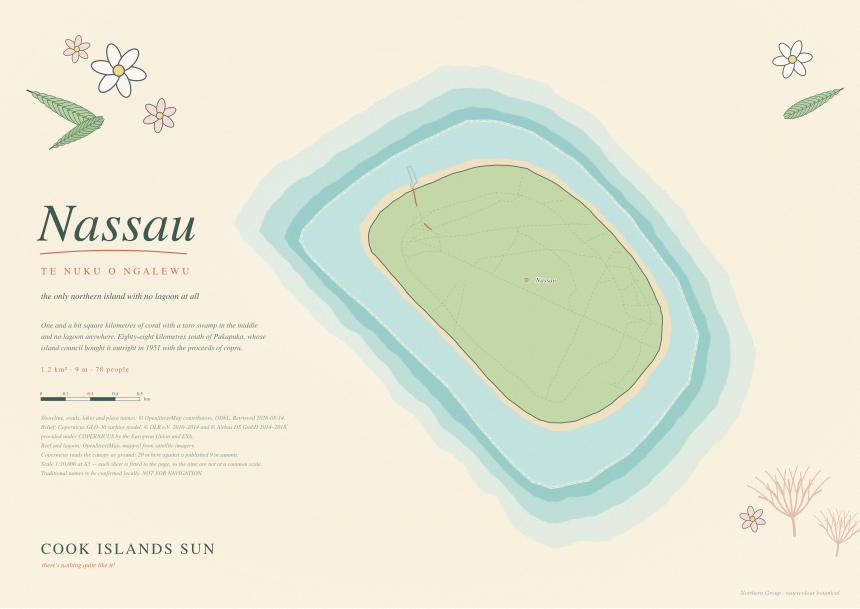 Watercolour Botanical map of Nassau
