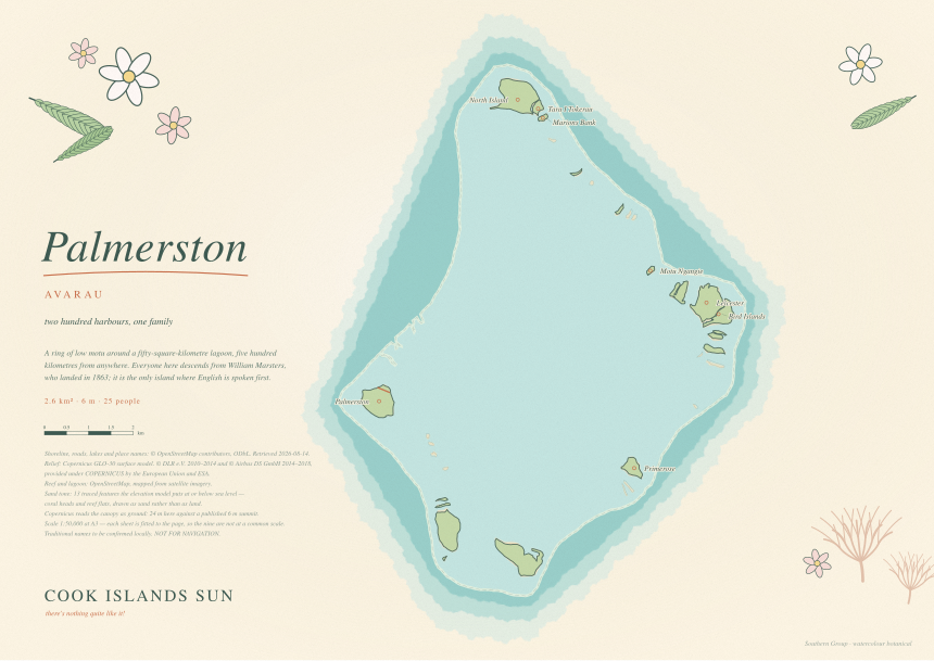 Watercolour Botanical map of Palmerston