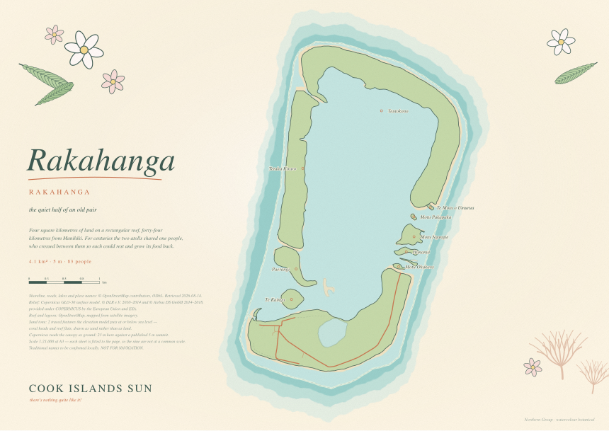 Watercolour Botanical map of Rakahanga