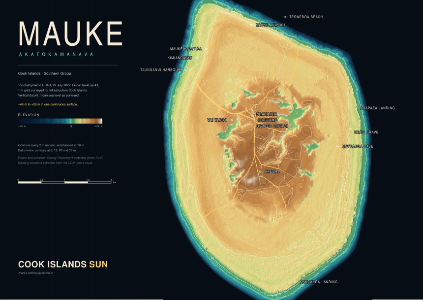 LiDAR Relief map of Mauke