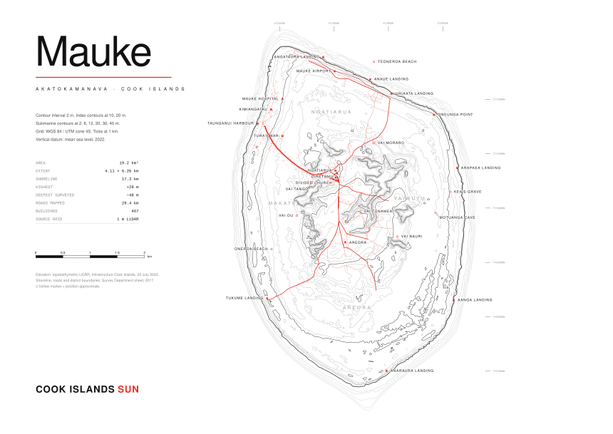 Swiss Contour map of Mauke
